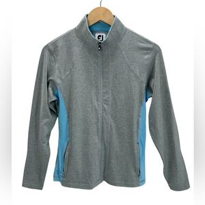 FootJoy Gray Blue Zip Up Golf Jacket Stretch Performance Athleisure Layering S